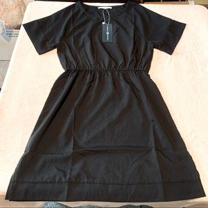 Michelle McDowell NWT black dress thick short sleeves cinches waist loose small